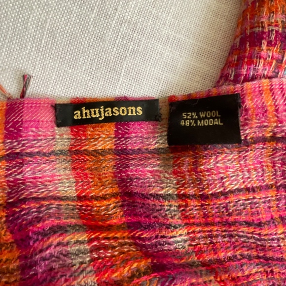 Wool Modal Oversized Multicolor Plaid Shawl70… - Picture 6 of 13
